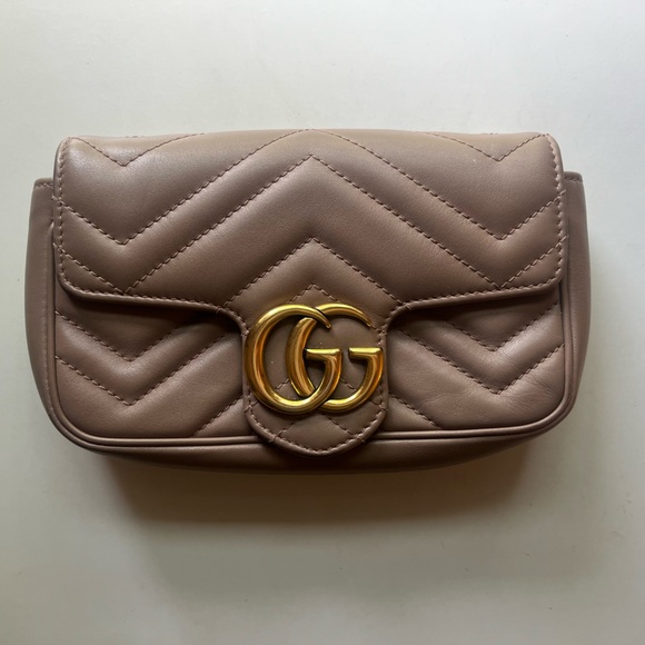 GG MARMONT MATELASSE 27 HANDBAG CHERRY RED CALFSKIN